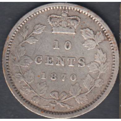 1870 - VG/F - Nar. '0' - Canada 10 Cents