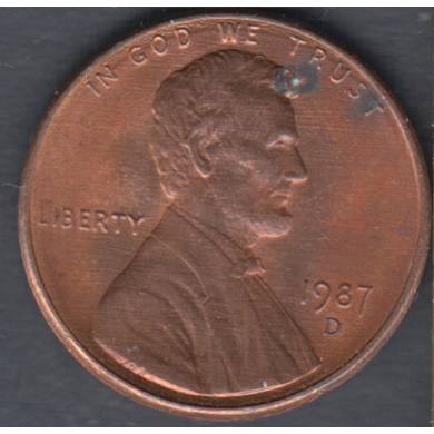 1987 D - AU - UNC - Lincoln Small Cent