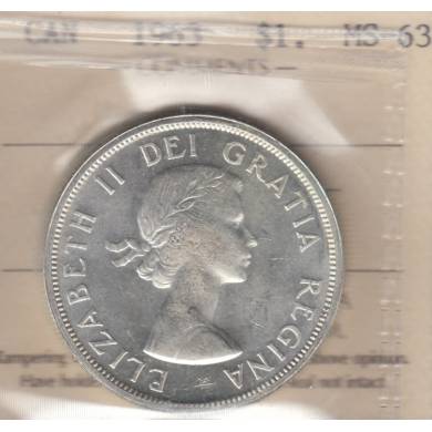 1963 - MS-63 - ICCS - Canada Dollar