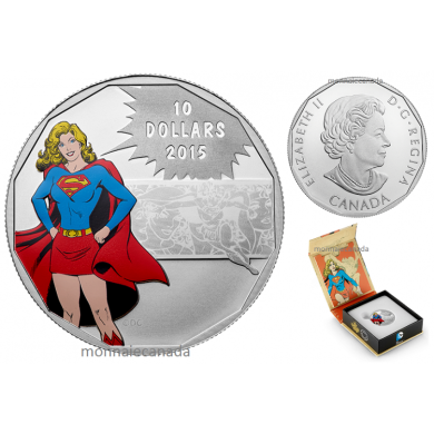 2015 - $10 - 1/2 oz colore en argent fin - DC ComicsMC Retour dans le temps - Puissance - Supergirl