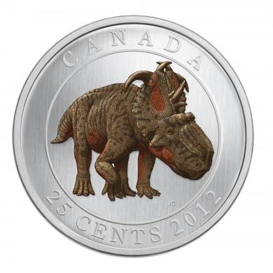 2012 Dinosaur Pachyrhinosaurus Lakustai - 25-Cent Coloured Glow-in-the-dark Coin