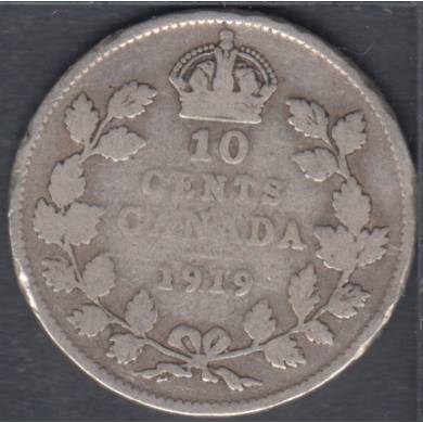 1919 - VG - Rim Damaged - Canada 10 Cents