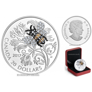 2017 - $20 - 1 oz. Pure Silver Coin - Bejewelled Bugs: Bee
