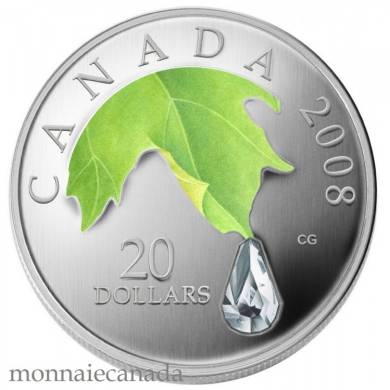 2008 - $20 Fine silver Crystal Raindrop - TAX Exempt - Impaired