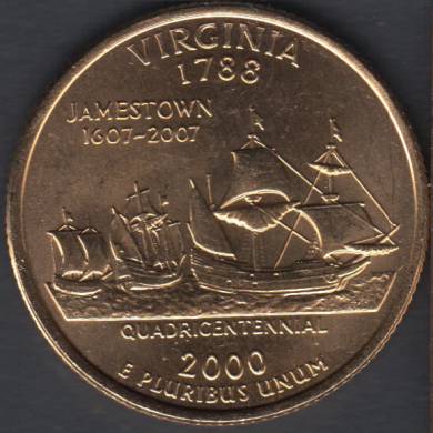 2000 D - Virginia - PLaqu Or - 25 Cents