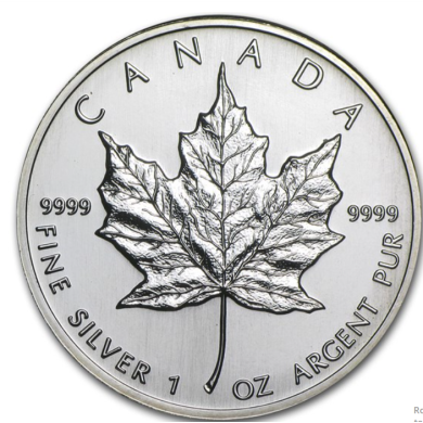 1995 Canada $5 Dollars Maple Leaf  99,99% Fine Silver 1 oz Coin *** COIN MAYBE TONED ***