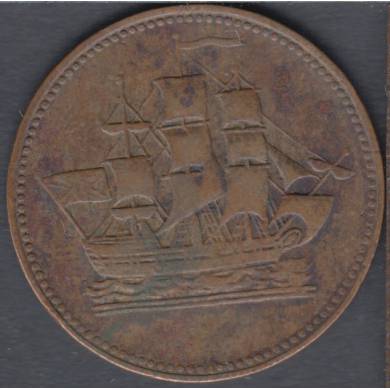 1835 - VF - Ship Colonies & Commerce - Half Penny Token - PE-10-31 - P.E.I.