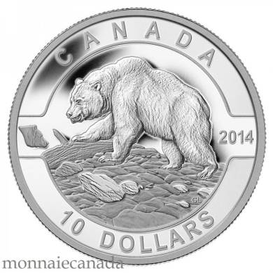 2014 - $10 - Pièce de 1/2 oz en argent fin - Ô Canada - Le grizzli