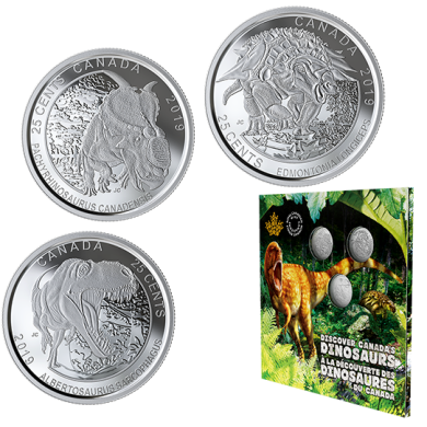 2019 - 25¢ - Dinosaures du Canada - Ensemble de trois pièces de 25 cents
