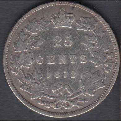 1872 H - VG - Scratch - Canada 25 Cents