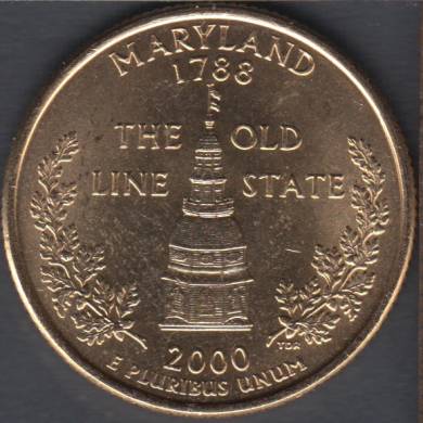 2000 D - Maryland - Plaqué Or - 25 Cents