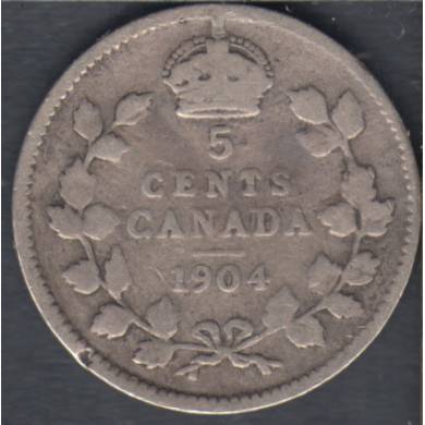 1904 - VG - Rim Nick - Canada 5 Cents