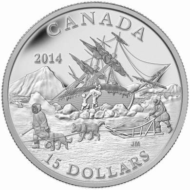 2014 - $15 - Argent fin - L'expdition dans l'Arctique  - Exploration du Canada