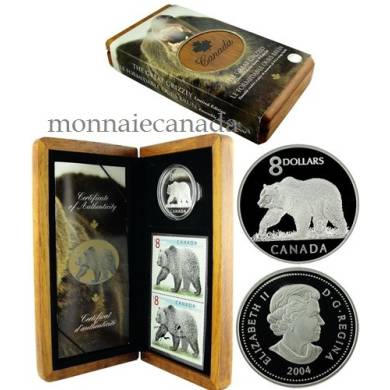 2004 - $8  Great Grizzly Stamp and Coin Set Limited-Edition
