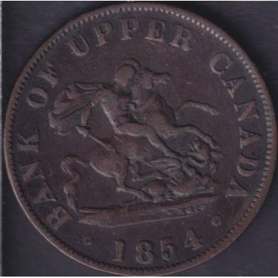 1854 - F/VF - Bank of Upper Canada - Half Penny Token - PC-5C1