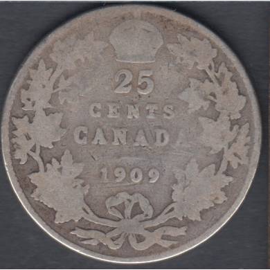 1909 - G/VG - Canada 25 Cents
