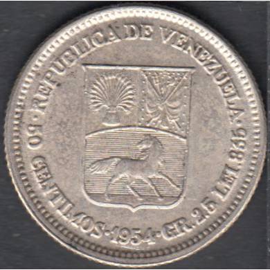 1954 - 50 Centimos - Unc - Venezuela