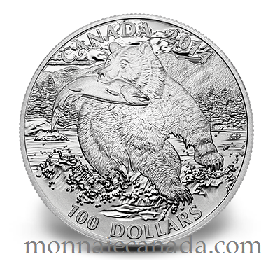 2014 - $100 for $100 Fine Silver Coin - The Grizzly