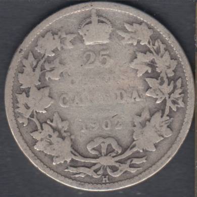 1902 H - VG - Canada 25 Cents