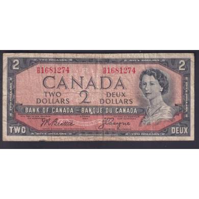 1954 $ 2 Dollars - Fine - Beattie Coyne - Prfixe W/B
