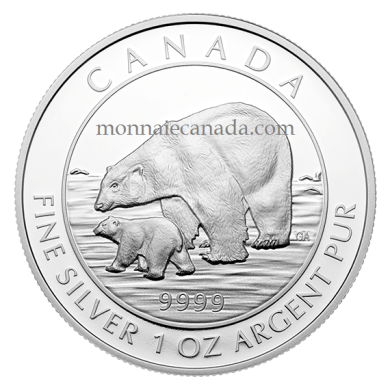 2015 - $5 - Pièce de 1 oz en argent fin – Ours polaire et ourson