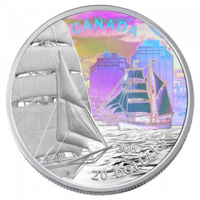 2007 $20 Fine Silver Tall Ships Series Coin - Brigantine Hologram - Tax Exempt