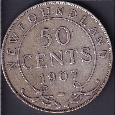 1907 - Fine - 50 Cents - Newfoundland