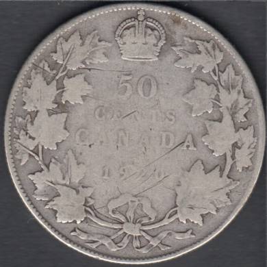 1920 - G/VG - Small '0' - Canada 50 Cents