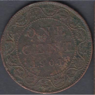 1901 - VF - Damaged - Canada Large Cent