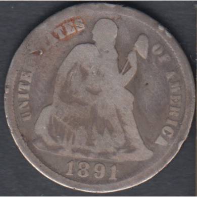 1891 - Love Token - Liberty Seated - 10 Cents