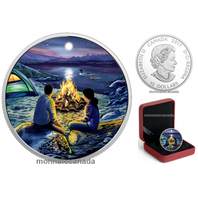 2017 - $15 - Great Canadian Outdoors: Around the Campfire - Pure Silver Glow-in-the-Dark Coin