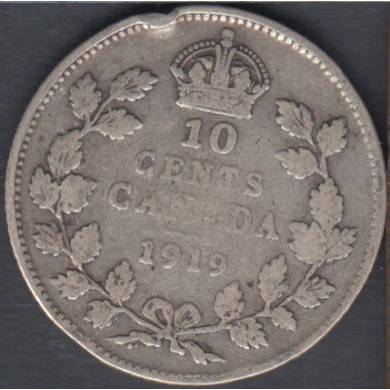 1919 - VG - Rim Nick - Canada 10 Cents