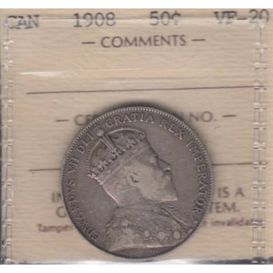 1908 - VF-20 - ICCS - Canada 50 Cents