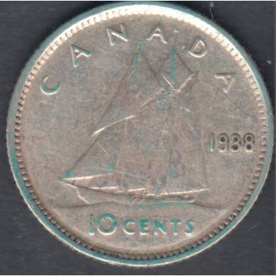 1938 - F/VF - Canada 10 Cents