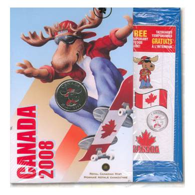2008 Jour Canada 25 Cents Coloré - Orignal