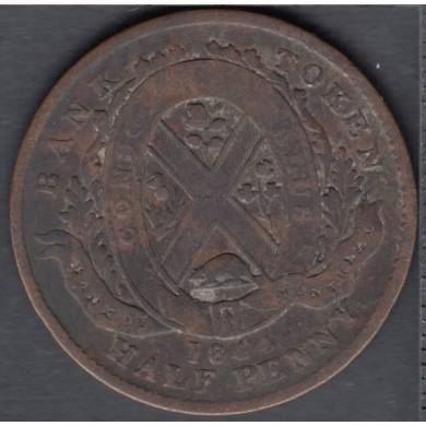 1844 - Fine - Half Penny Token Bank of Montreal - Province of Canada - PC-1B4