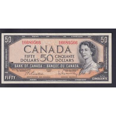 1954 $50 Dollars - EF/AU - Beattie Rasminsky - Prefix B/H