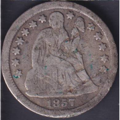1857 - VG - Liberty Seated - 10 Cents USA