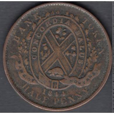 1844 - VF - Half Penny - Token Bank of Montreal - Province of Canada - PC-1B3