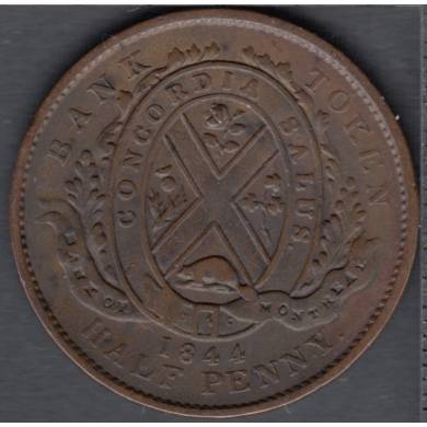 1844 - EF - Half Penny - Token Bank of Montreal - Province of Canada - PC-1B3