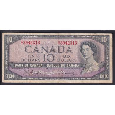 1954 $10 Dollars - Fine - Beattie Rasminsky - Prfixe X/T
