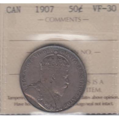 1907 - VF 30 - ICCS - Canada 50 Cents