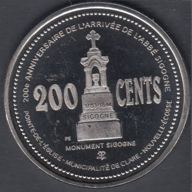 1999 - La Plus Haute glise en Bois en Amerique - Municipalite de Clare - 200 Cents - Trade Dollar