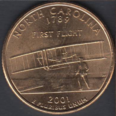 2001 D - North Carolina - Plaqu Or - 25 Cents