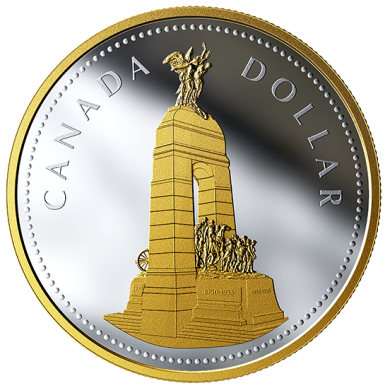 2018 - $1 - Dollar de 2 oz en argent pur -  Monument commmoratif de guerre du Canada