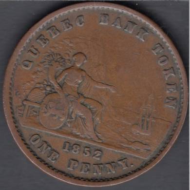 1852 - VF - Quebec Bank Token - One Penny - Province du Canada - Deux Sous - PC-4