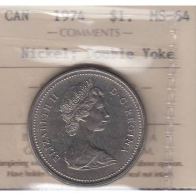 1974 - Double Yoke #2 - MS-64 - ICCS - Canada Dollar