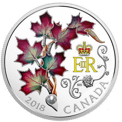 2018  $20 - 1 oz. Pure Silver Coin - Her Majesty Queen Elizabeth II's Maple Leaves Brooch