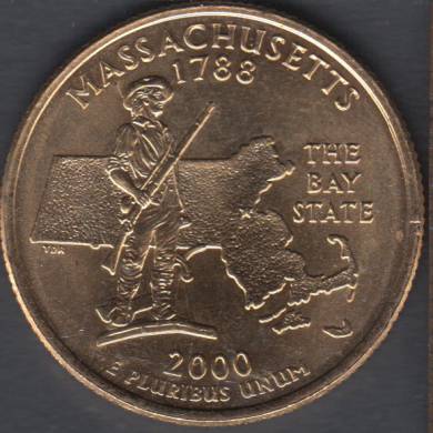 2000 D - Massachusetts - Plaqué Or - 25 Cents
