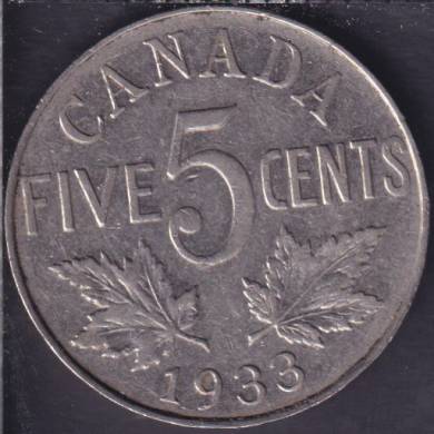 1933 - VF - Érafflures - Canada 5 Cents